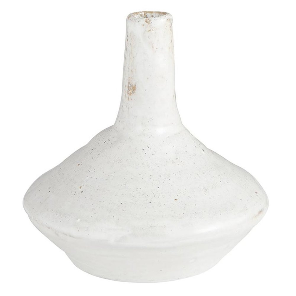 White Ceramic Pointed Top Organic Vase / NEW